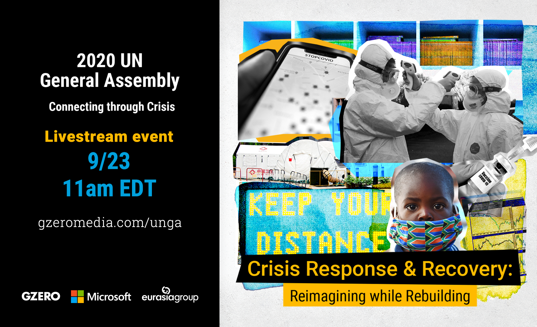 2020 UN General Assembly: Connecting Through Crisis - Livestream event 9-23 11 am EDT. Crisis Response & Recovery: Reimagining while Rebuilding