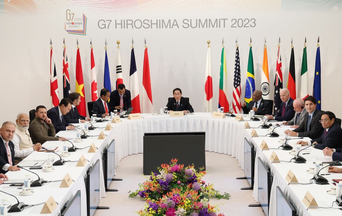 9th working session of the G-7 Hiroshima Summit meeting in Japan.