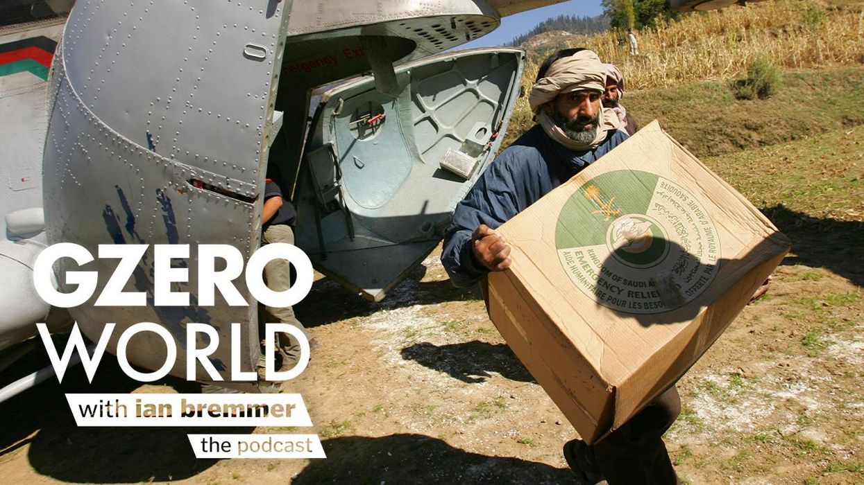 A box of food being delivered in shipments from a plane| GZERO World with Ian Bremmer - the podcast