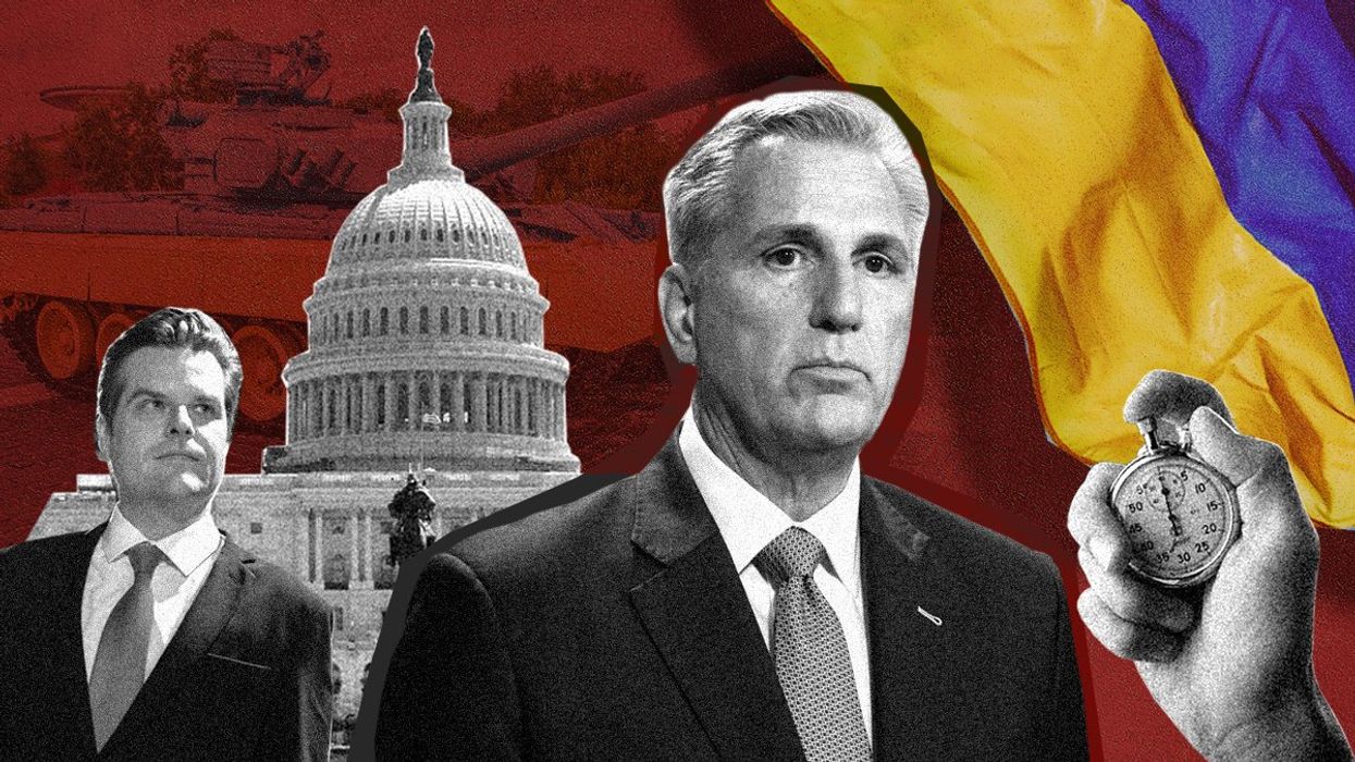 A collage showing the US Capitol, former US House Speaker Kevin McCarthy, and Republican Rep. Matt Gaetz.