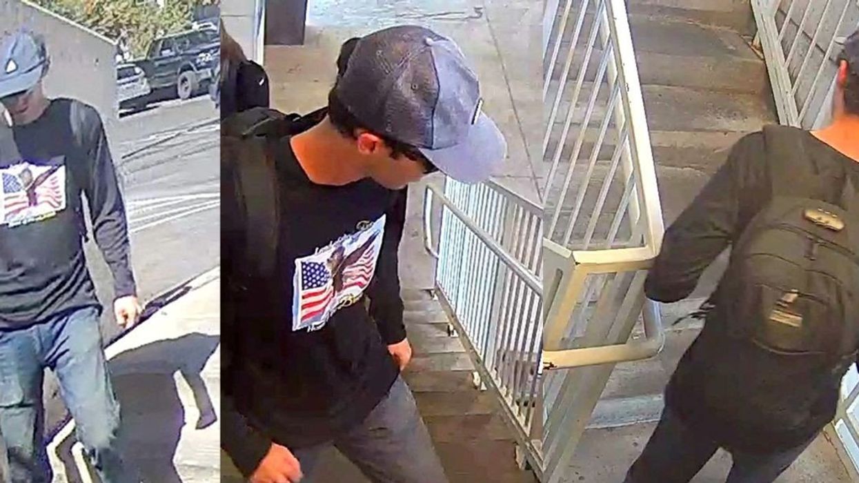 A combination photo shows a person of interest in the fatal shooting of U.S. right-wing activist and commentator Charlie Kirk during an event at Utah Valley University, in Orem, Utah, U.S. shown in security footage released by the Utah Department of Public Safety on September 11, 2025.