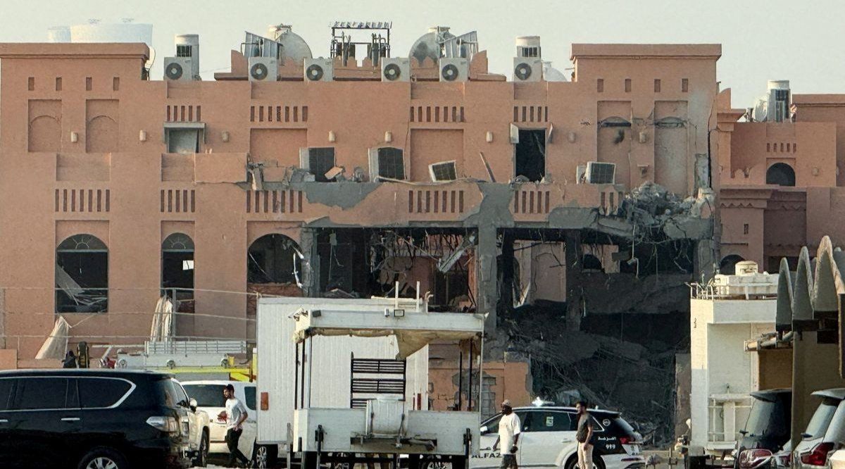 ​A damaged building, following an Israeli attack on Hamas leaders, according to an Israeli official, in Doha, Qatar, September 9, 2025. 