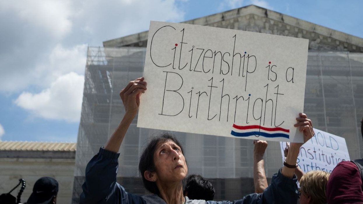 A demonstrator outside the US Supreme Court in Washington, D.C., USA, on May 15, 2025.
