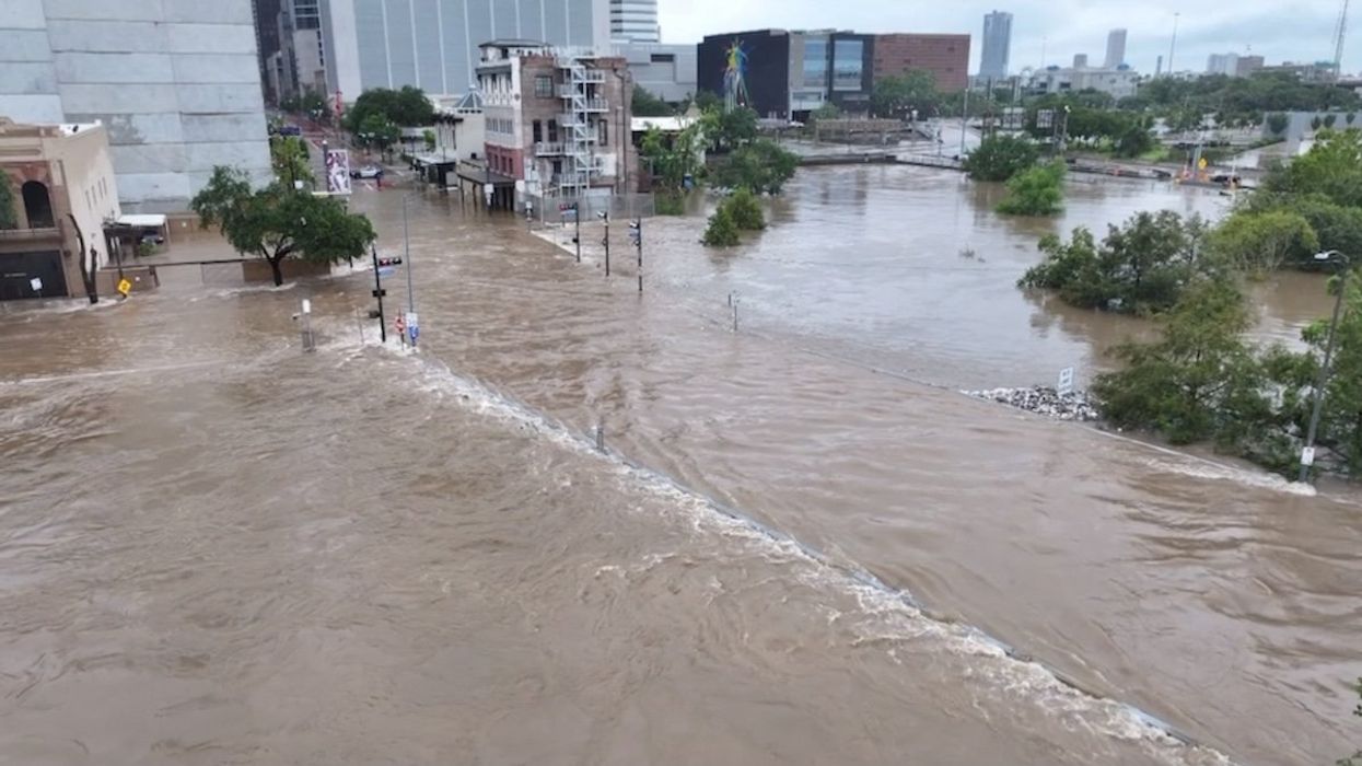 A drone view shows a flooded area in the aftermath of Hurricane Beryl, in Houston, Texas.