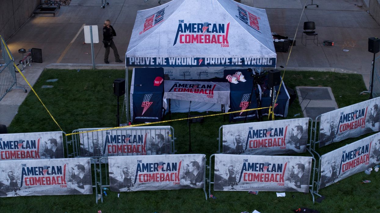 A drone view shows the scene where U.S. right-wing activist, commentator, Charlie Kirk, an ally of U.S. President Donald Trump, was fatally shot during an event at Utah Valley University, in Orem, Utah, U.S. September 11, 2025.