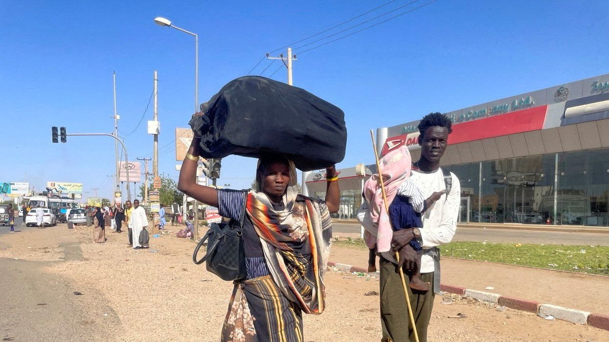 A family tries to flee Khartoum.
