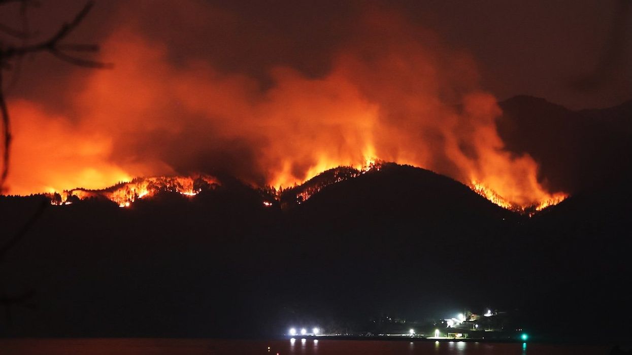A forest fire is spreading quickly in Japan.