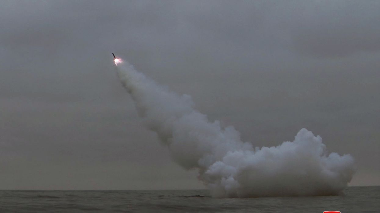 A general view as North Korea fired two missiles from a submarine at an underwater target at an undisclosed location in North Korea March 12, 2023.