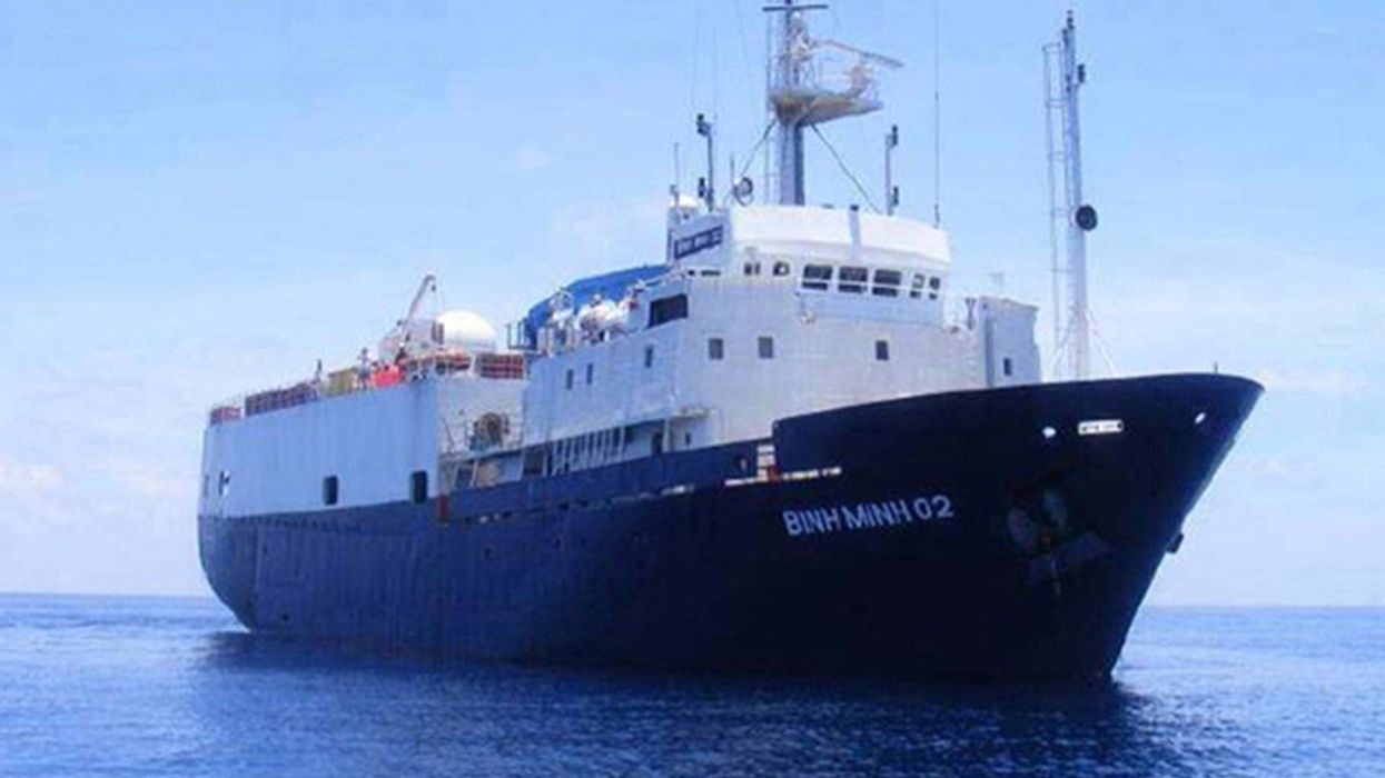 A handout picture shows Vietnamese survey boat Binh Minh 02 offshore of Vietnam's central Phu Yen province