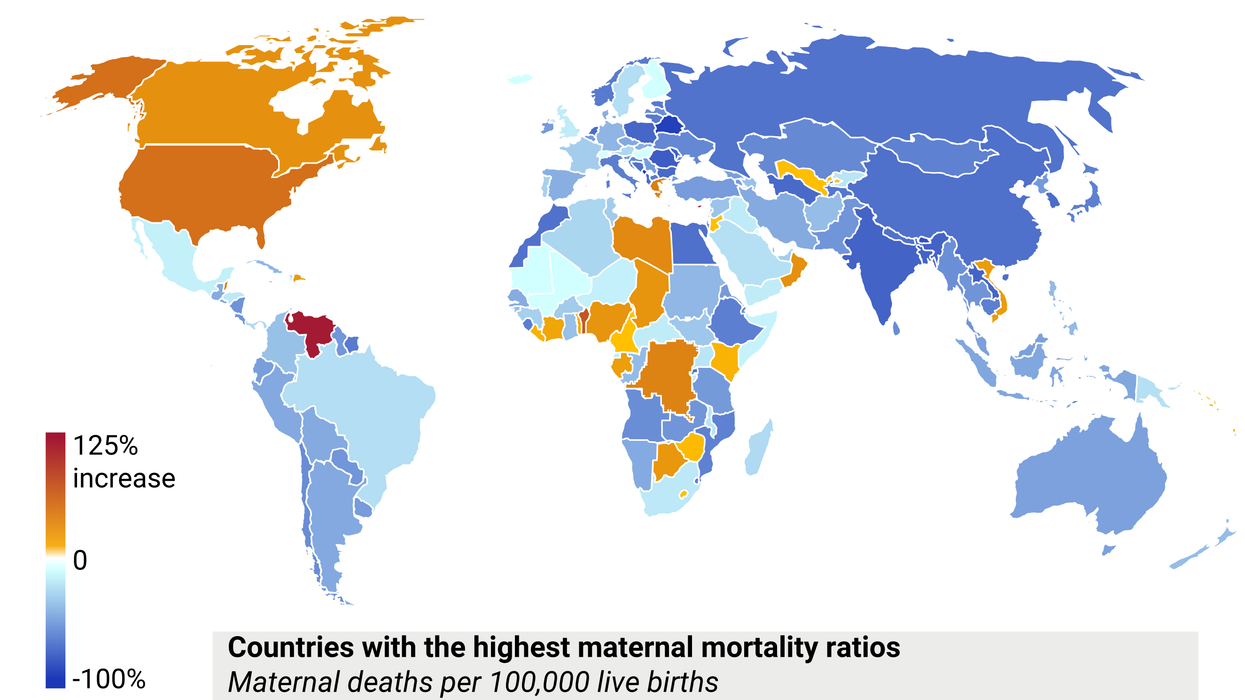 A heatmap detailing maternal mortality around the globe.