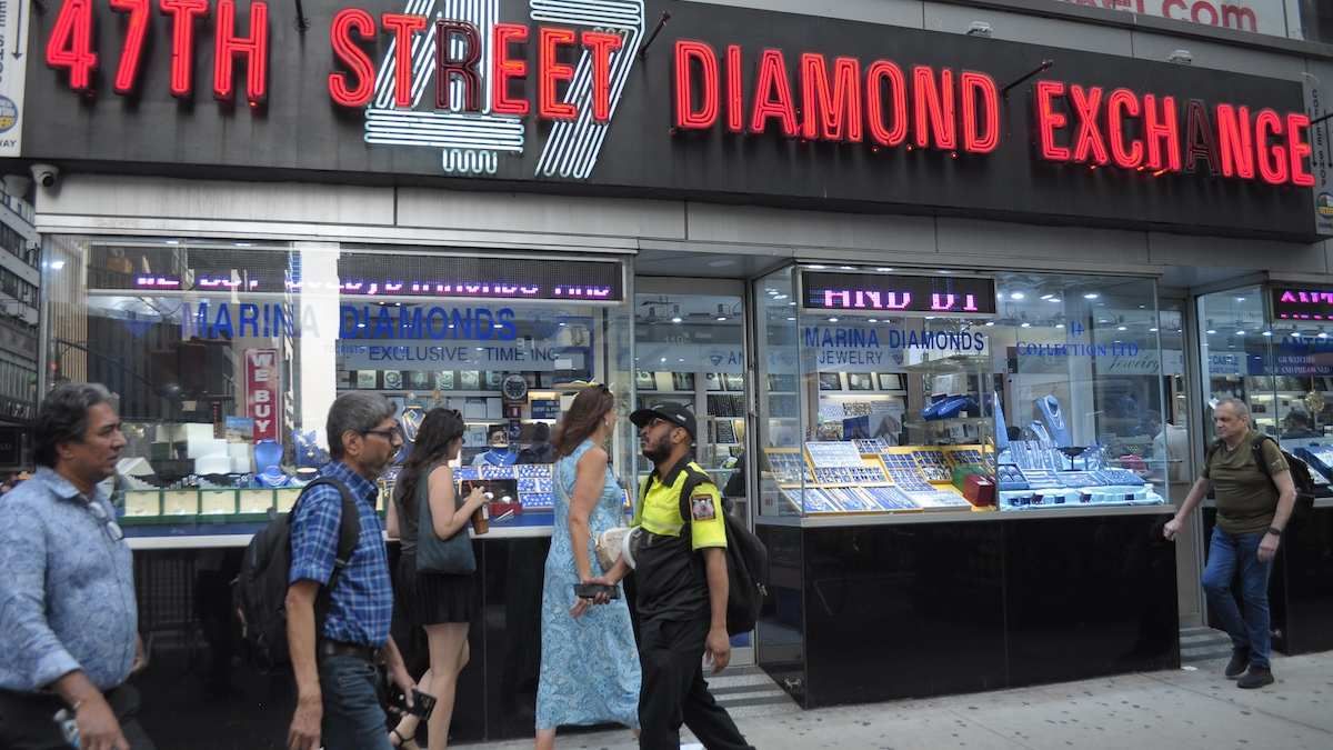 A jewelry store in the Diamond District of Manhattan, New York City, USA, on August 6, 2025.
