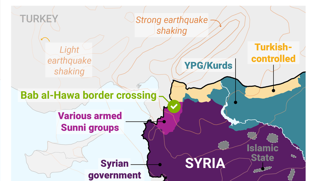 A map showing who controls what in northern Syria.