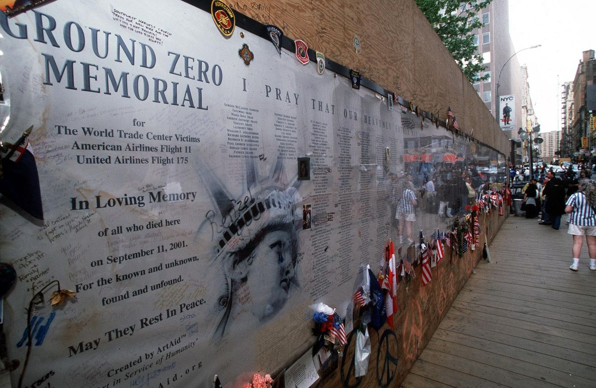 A memorial to those that lost their lives on September 11th 2001, at ground zero, New York City, New York.