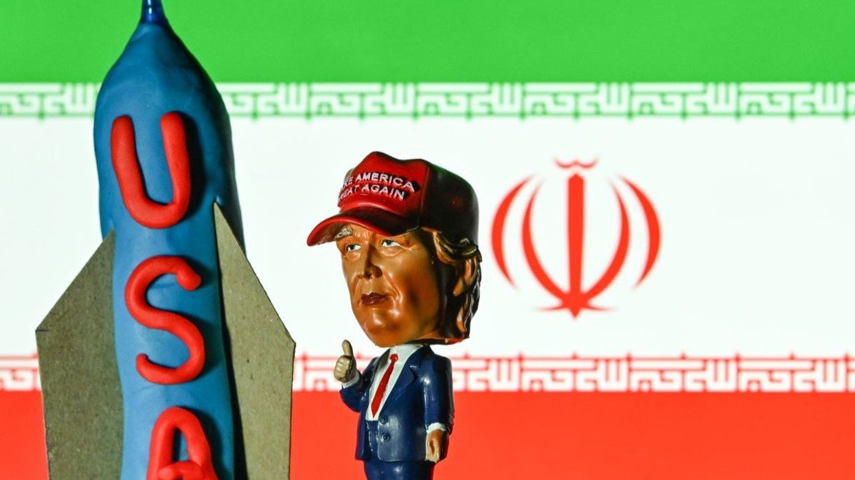 A miniature statue of US President Donald Trump in Kananaskis, Alberta, Canada, on June 19, 2025.