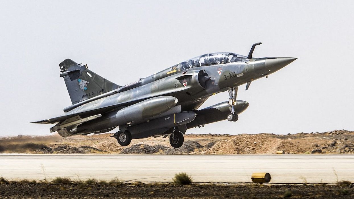 A Mirage 2000 fighter jet of the French Air Force takes off.