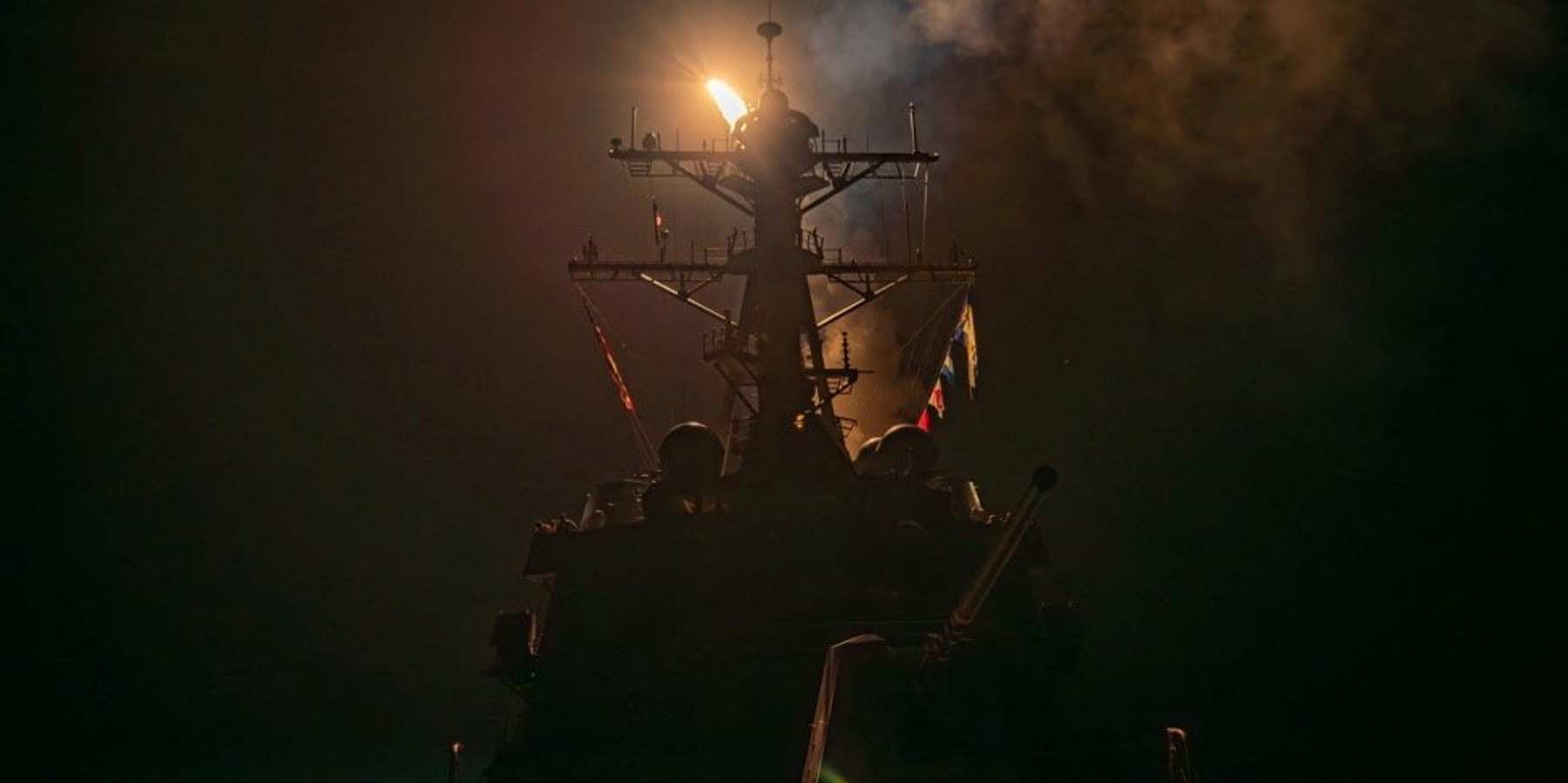 A missile is launched from a warship during the US-led coalition operation against military targets in Yemen on Jan. 12, 2024.