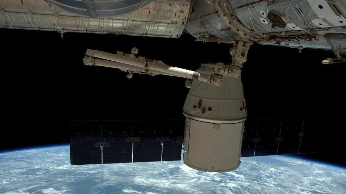 A NASA photo shows a SpaceX Dragon capsule as it is released from the International Space Station in this image released to social media on May 11, 2016.