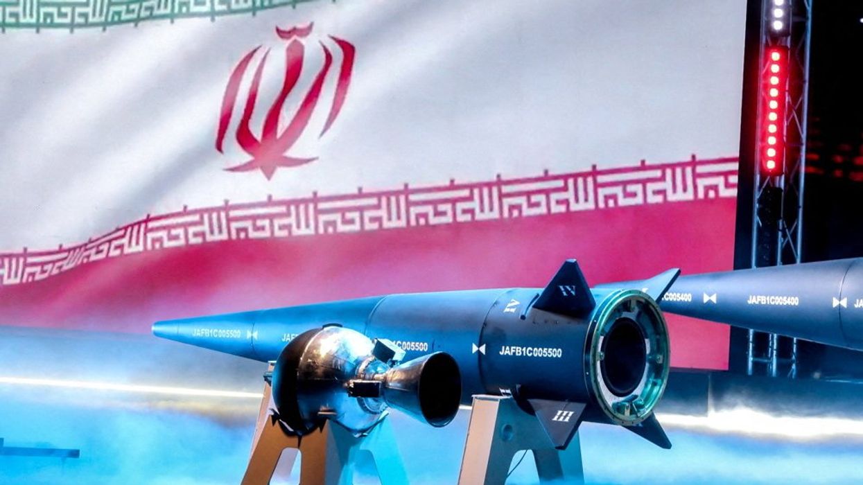 A new hypersonic ballistic missile called "Fattah" with a range of 1400 km, unveiled by Iran, is seen in Tehran.