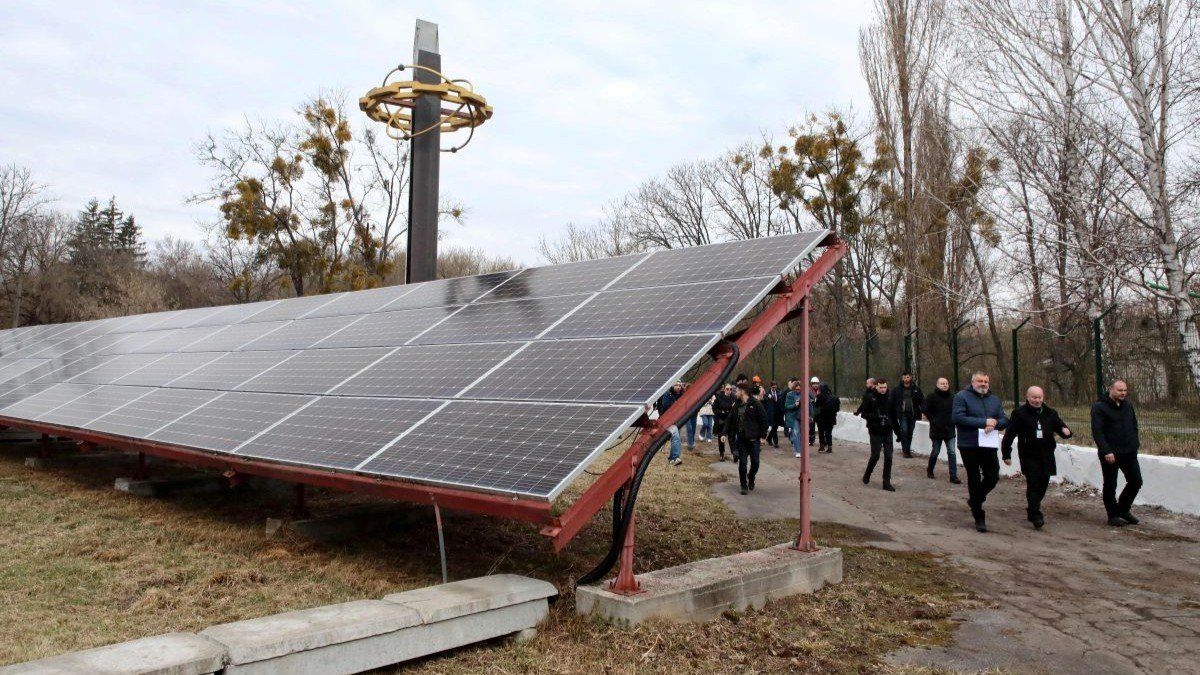 ​A photovoltaic power station at the industrial site of the Chernobyl Nuclear Power Plant, Kyiv region, Ukraine, on April 12, 2025.