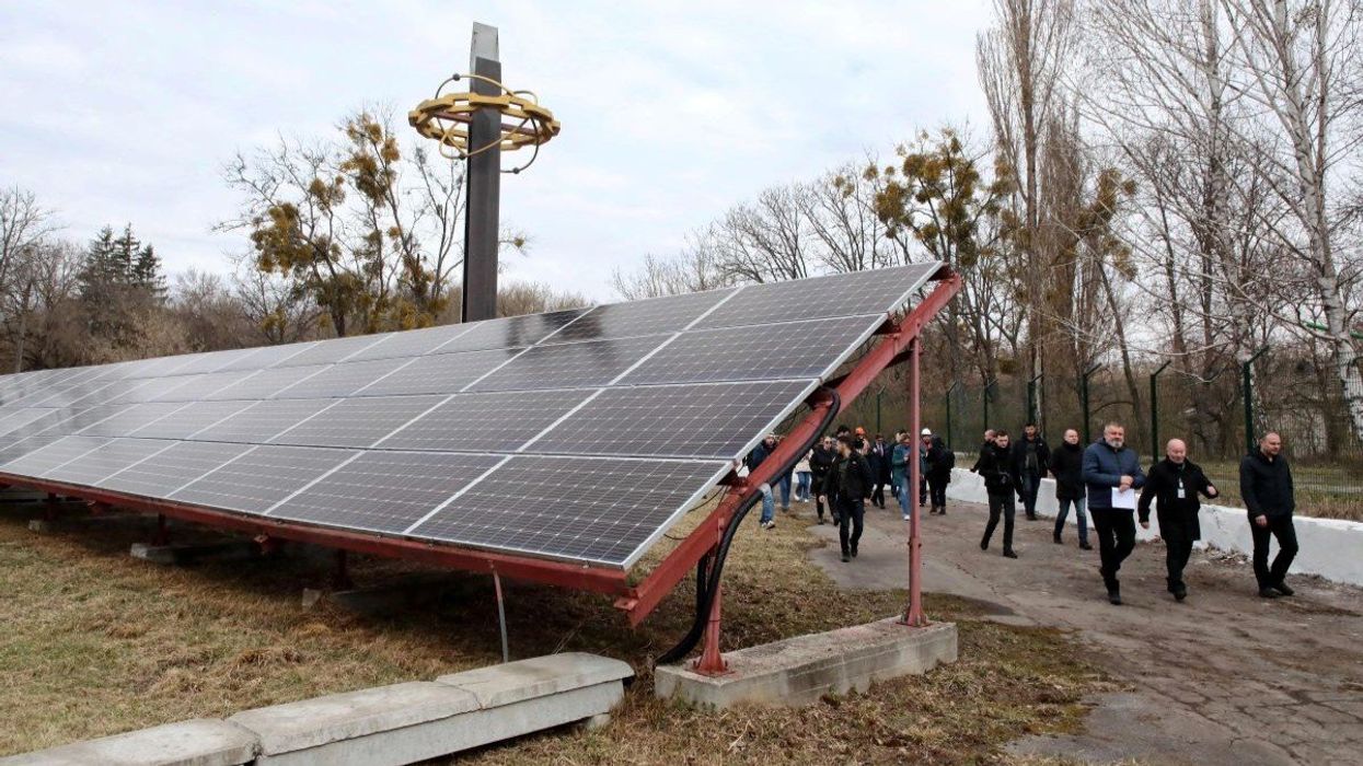 A photovoltaic power station at the industrial site of the Chernobyl Nuclear Power Plant, Kyiv region, Ukraine, on April 12, 2025.