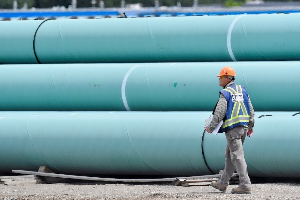 ​A pipe yard servicing government-owned oil pipeline operator Trans Mountain in Kamloops, British Columbia, Canada. 
