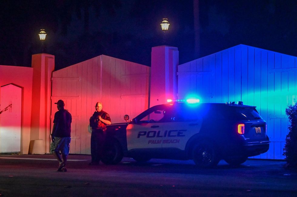 A police car outside Trump's residence in Florida on August 8.