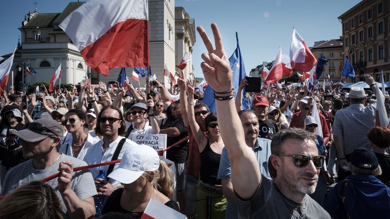 A pro-democracy march in Warsaw gathered up to 500,000 participants.