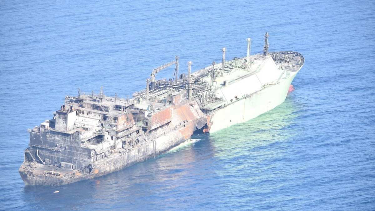 A Russian LNG tanker, Arctic Metagaz, damaged earlier this month and currently adrift without crew, floats in the Mediterranean Sea, in this handout picture released on March 13, 2026.​