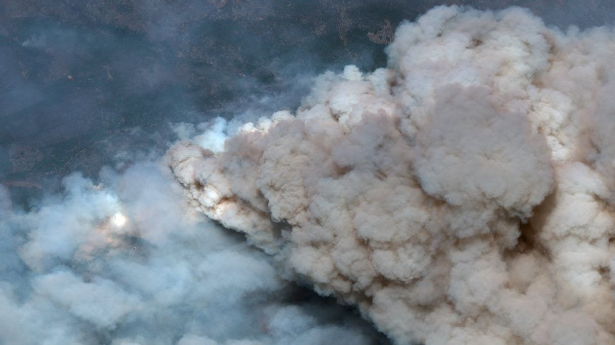 A satellite image shows smoke rising from the Park Fire in Chico, California, U.S., July 26, 2024.