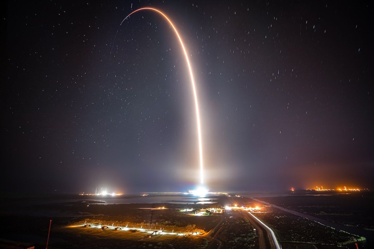 A SpaceX Falcon 9 rocket lifts off from the launch pad at Launch Complex 39-A at the Kennedy Space Center in Cape Canaveral, Fl. in April 2022. 