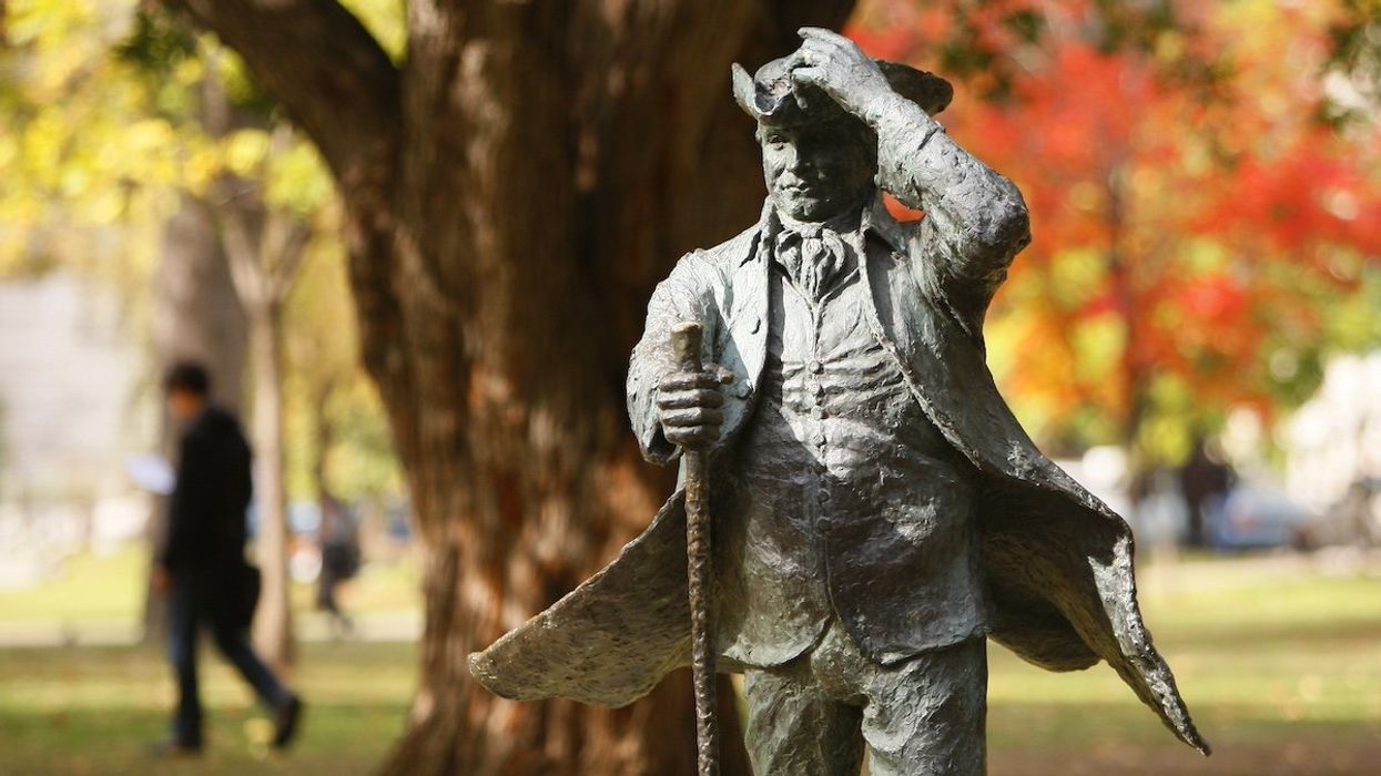 A statue of McGill University founder James McGill is seen on the campus in Montreal, October 2, 2009.