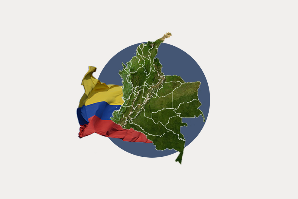A stylized map of Colombia