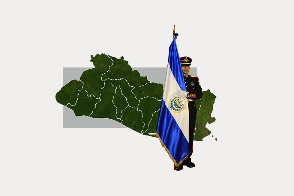 A stylized map of El Salvador