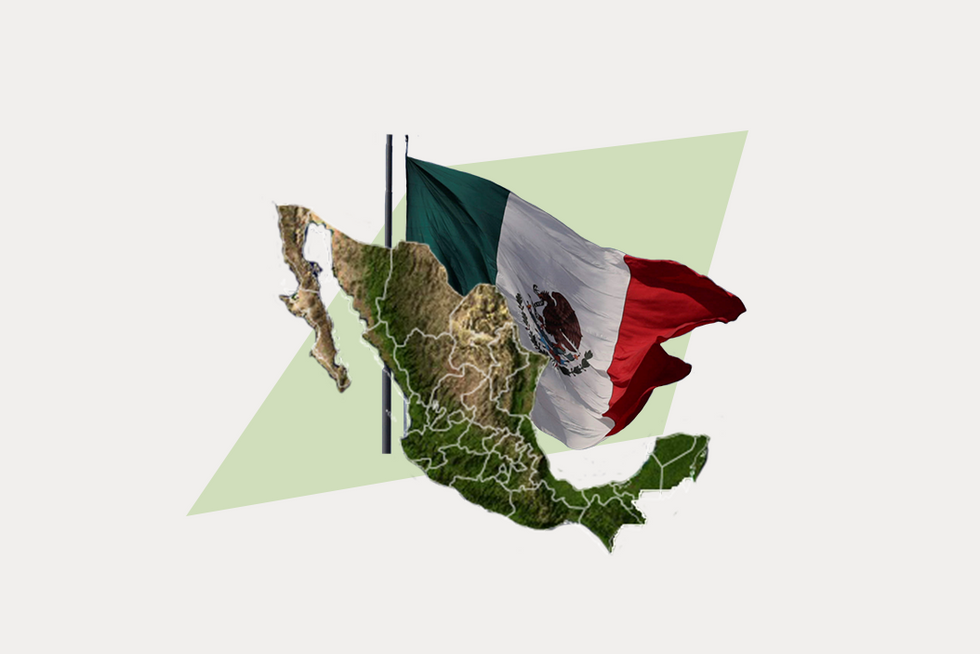 A stylized map of Mexico