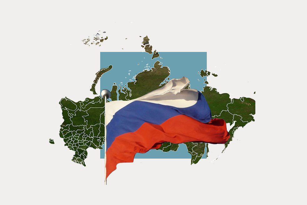 A stylized map of Russia