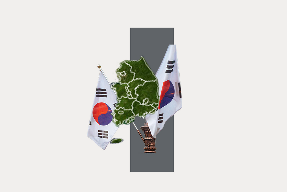 A stylized map of South Korea