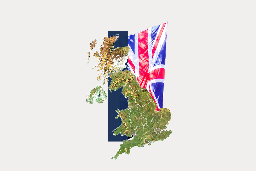 A stylized map of the United Kingdom