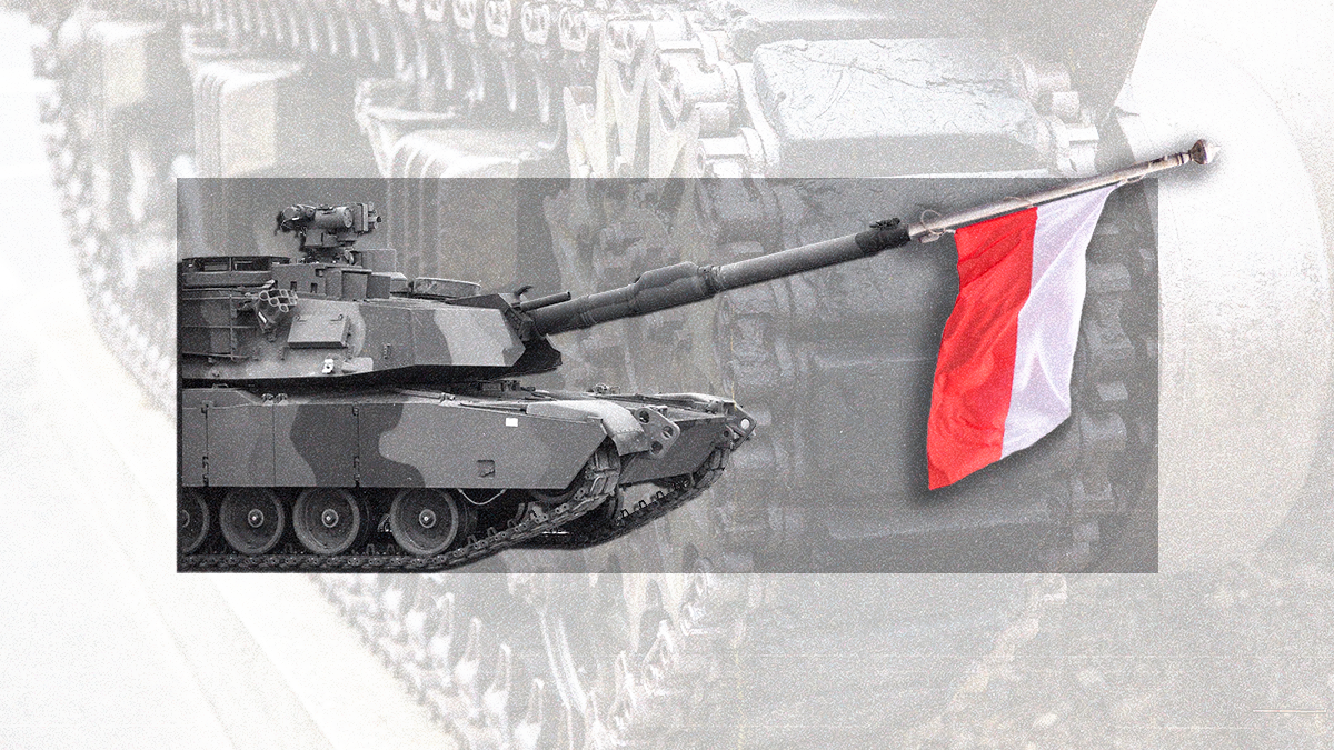 A tank with a Polish flag.