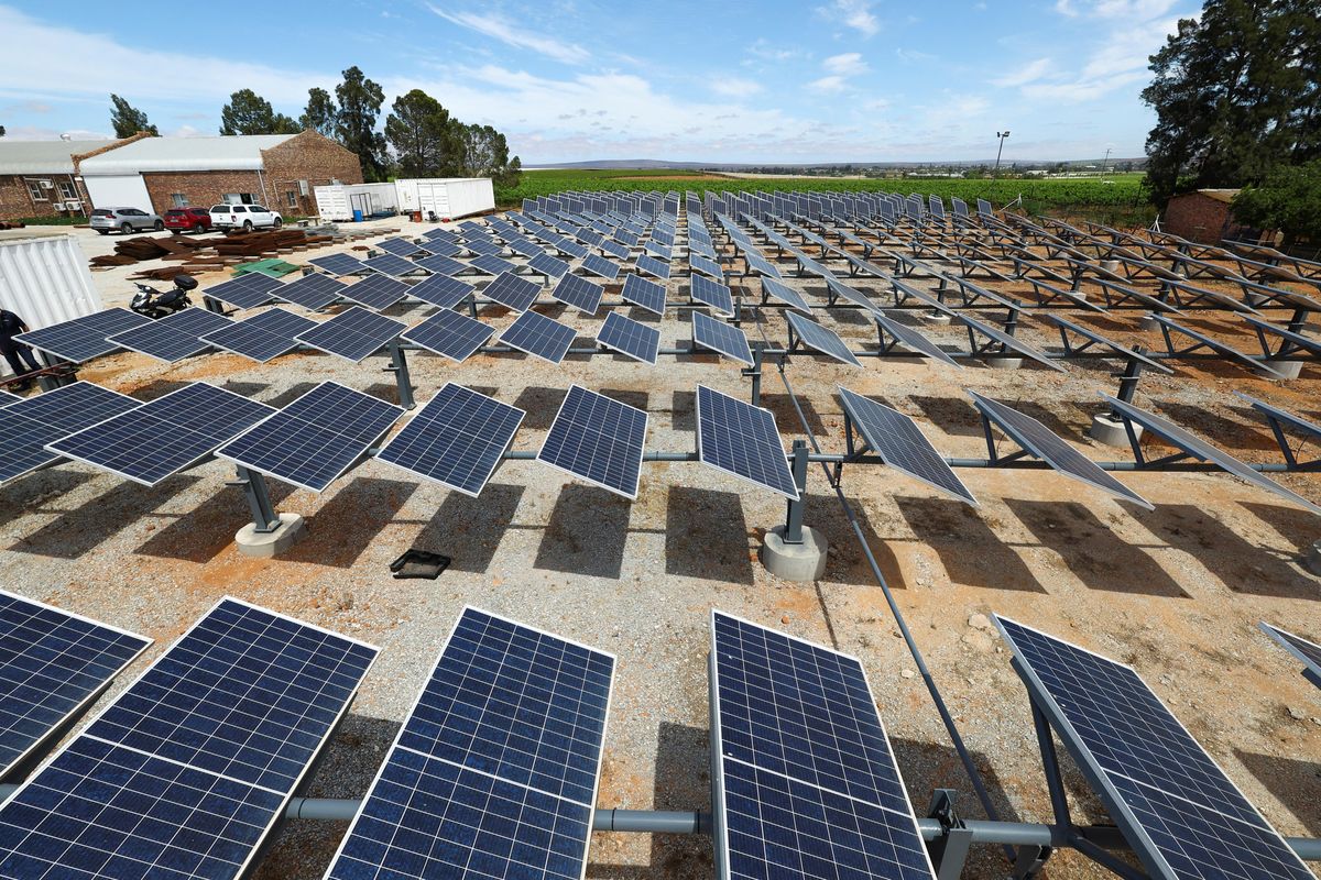 A view of solar panels at the green hydrogen proof-of-concept site in Vredendal, Western Cape, South Africa, in November 2022. 