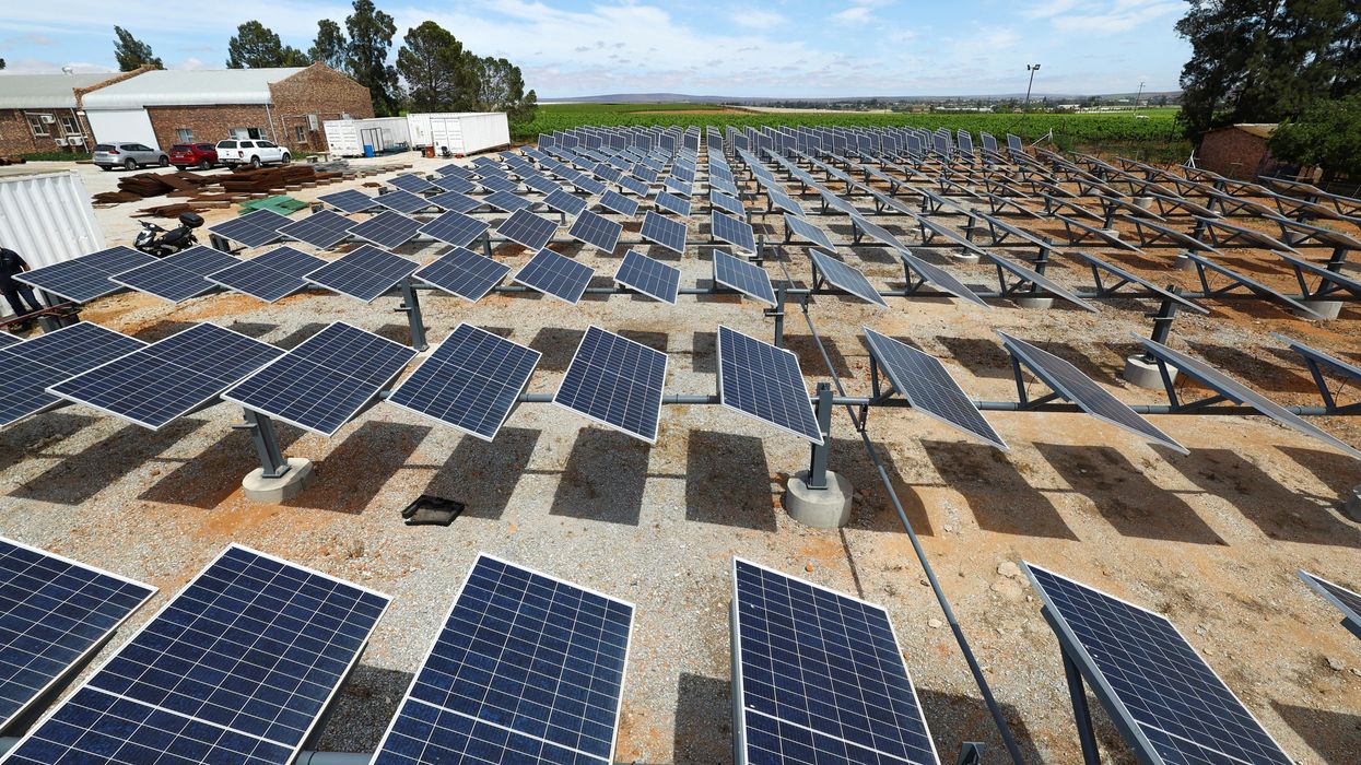 A view of solar panels at the green hydrogen proof-of-concept site in Vredendal, Western Cape, South Africa, in November 2022.