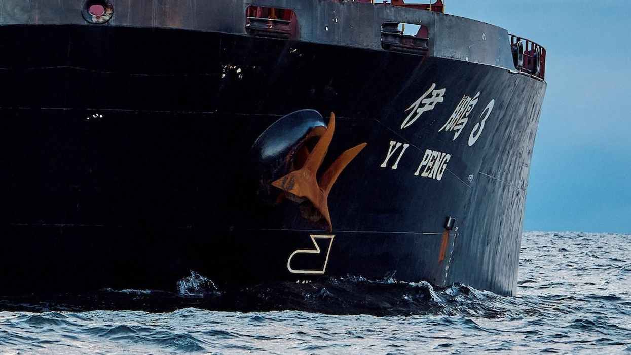 A view of the anchor of the Chinese ship, the bulk carrier Yi Peng 3, in the sea of Kattegat, near the City of Grenaa in Jutland, Denmark, on Nov. 20, 2024.
