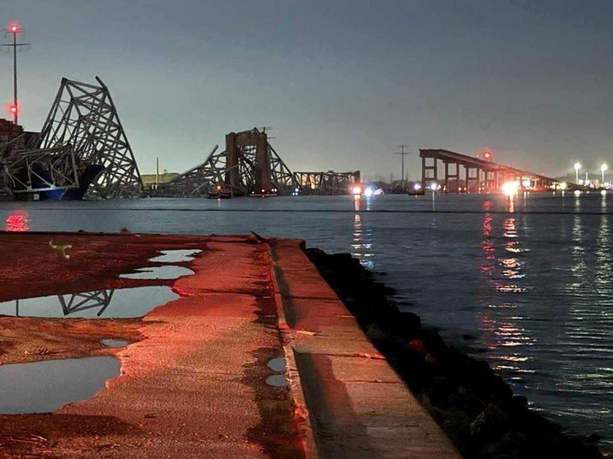 ​A view of the Francis Scott Key Bridge after it collapsed, in Baltimore, Maryland, U.S., in this picture released on March 26, 2024. 