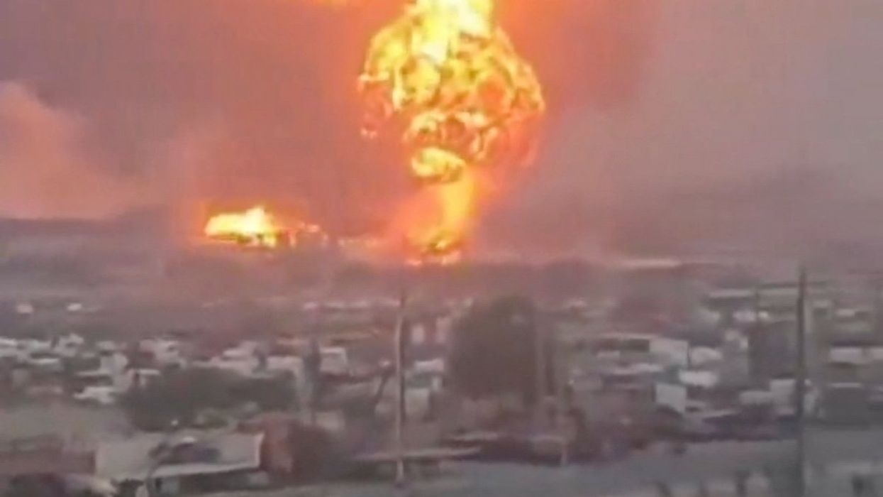 A view shows an explosion following Israeli strikes, in Hodeidah, Yemen, in this screengrab obtained from a social media video released on September 29, 2024.