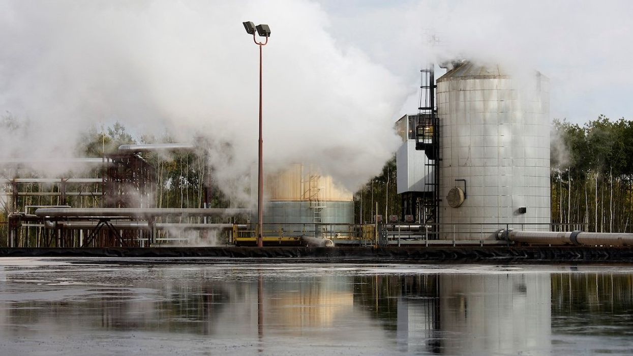 A water treatment pond at the McKay River Suncor oil sands in-situ operations near Fort McMurray, Alberta, as seen in 2014.