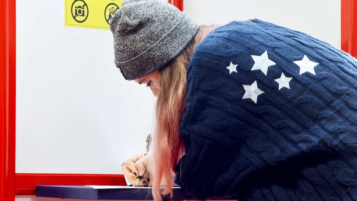 ​A woman votes on Election Day, in Arden, North Carolina, on November 5, 2024.