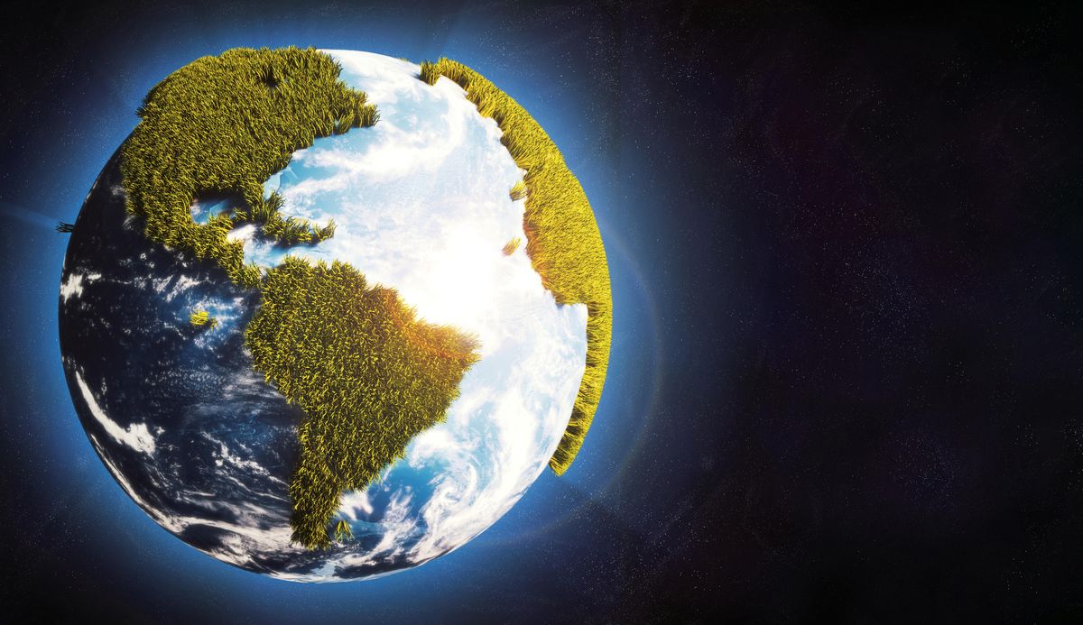 A world globe with one side more illuminated. 