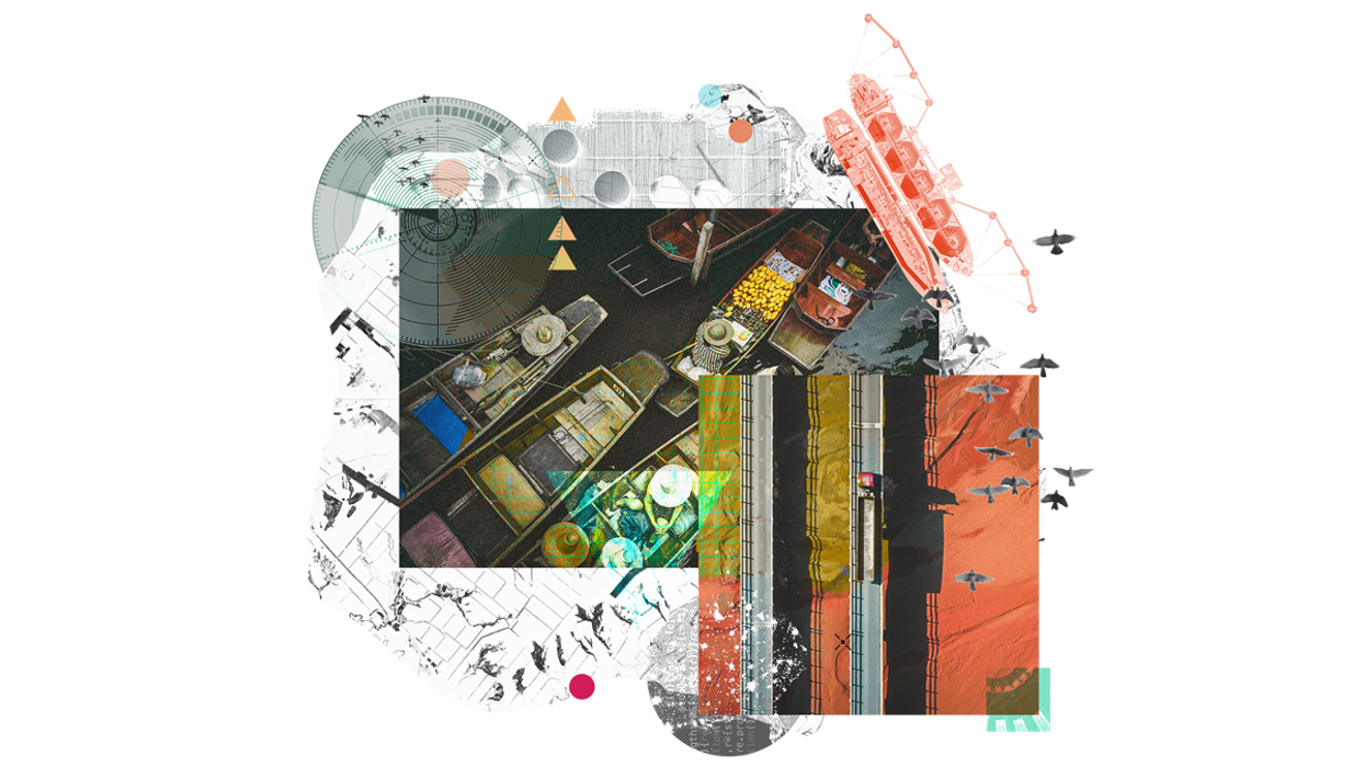 Abstact collage depicting food insecurity