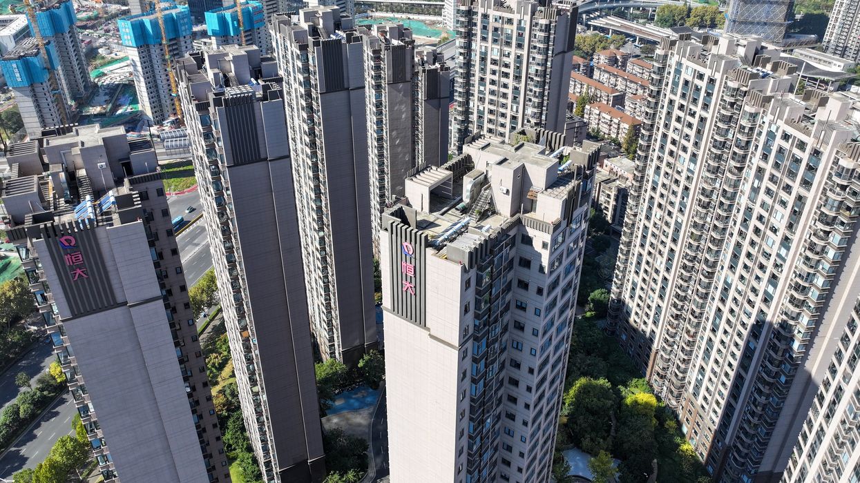 Aerial photo shows a residential area of Evergrande in Nanjing, East China's Jiangsu Province.
