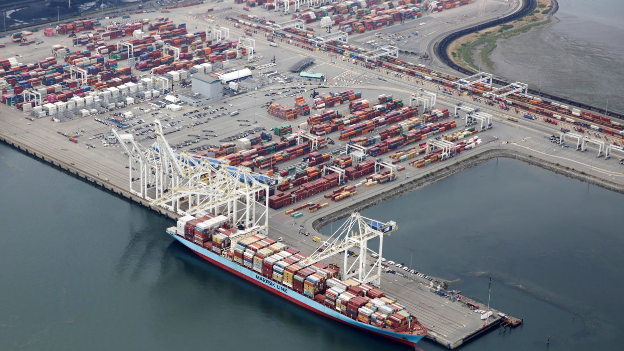 Aerial view of the Port of Vancouver in British Columbia, Canada.