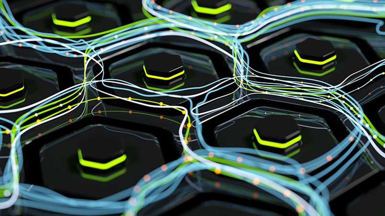 AI chips in a hexagon pattern